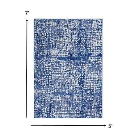 Palacedesigns 5 x 7 ft. Ivory & Navy Abstract Grids Area Rug PA3663928